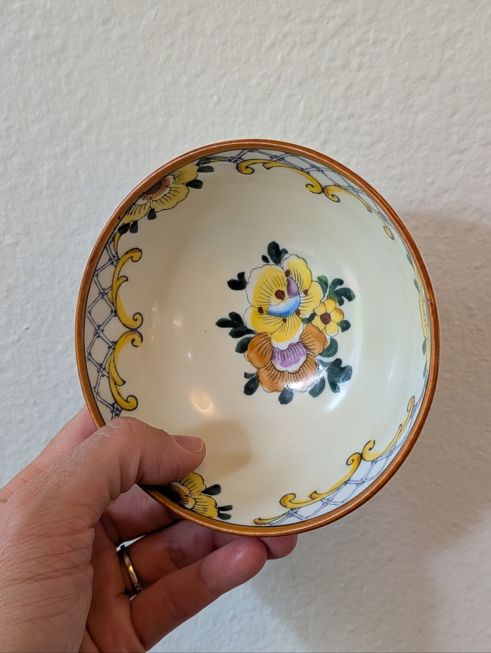 Vintage Hand-Painted Noritake Red "M" Porcelain Floral Footed Small Bowl Japan